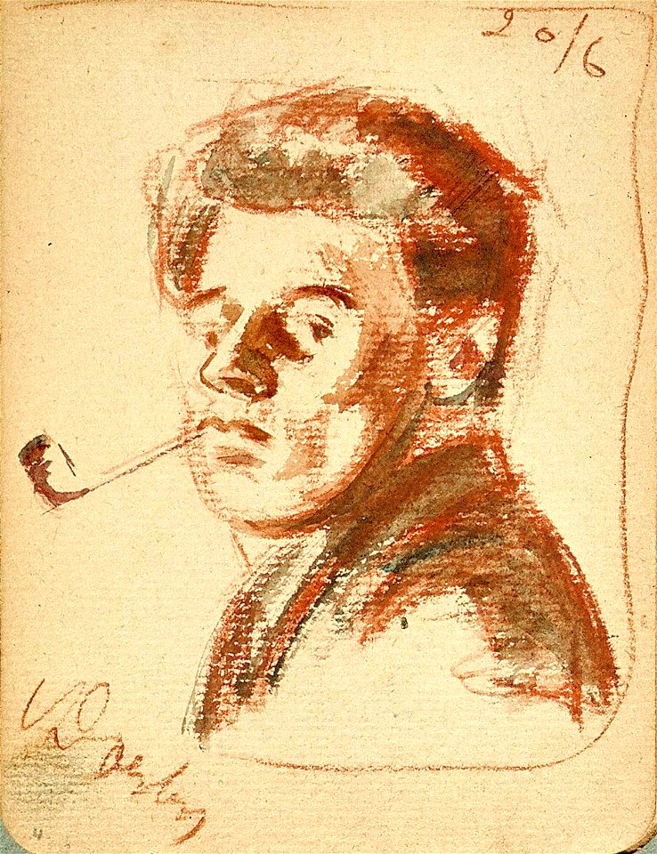 Sketchbook 27, Self-Portrait with Pipe by Theo van Doesburg Centraal Museum AB4126-D