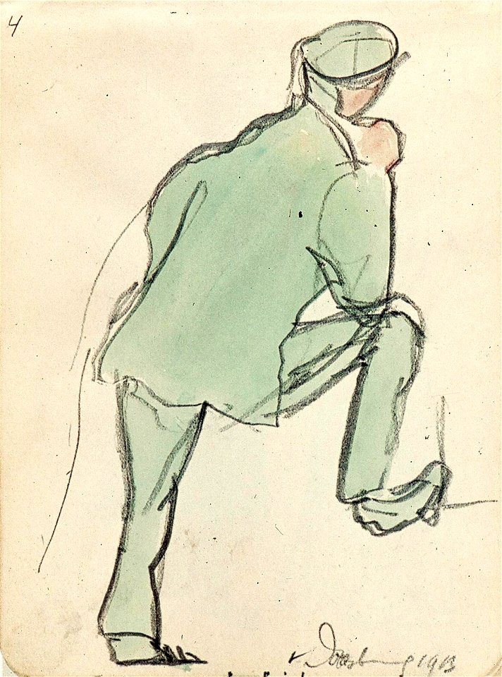 Sketchbook 5, A Man Leaning One Foot on an Elevation by Theo van Doesburg Centraal Museum AB4141-D