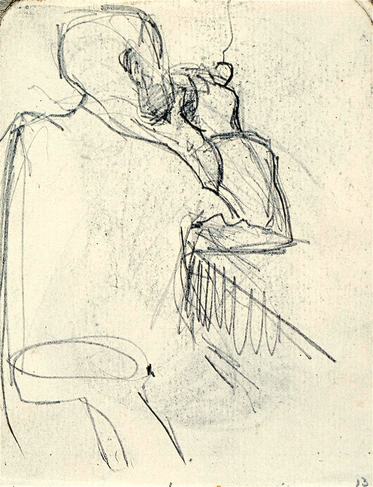 Sketsbook 37, A Man Smoking a Pipe Seen Shown Obliquely from the Right by Theo van Doesburg Centraal Museum AB4117-O