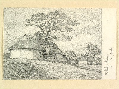 Skåne, Bara hd., Bara sn., Värby. Teckning av Ferdinand Boberg - Nordiska museet - NMA.0088352