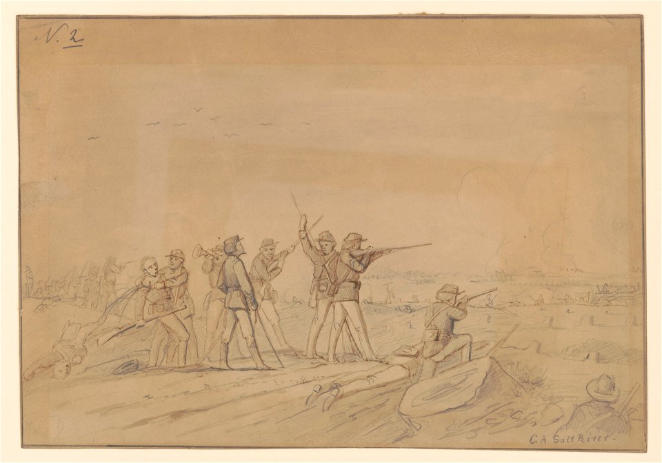 Skirmish line, Company A, Thirty-second Indiana at Salt River, Kentucky, October 9, 1862 LCCN2017646965