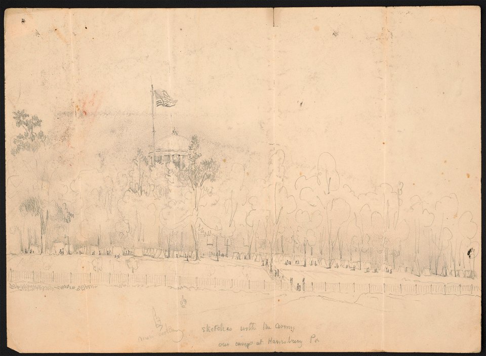 Sketches with the army - our camp at Harrisburg, Pa. LCCN2016648747