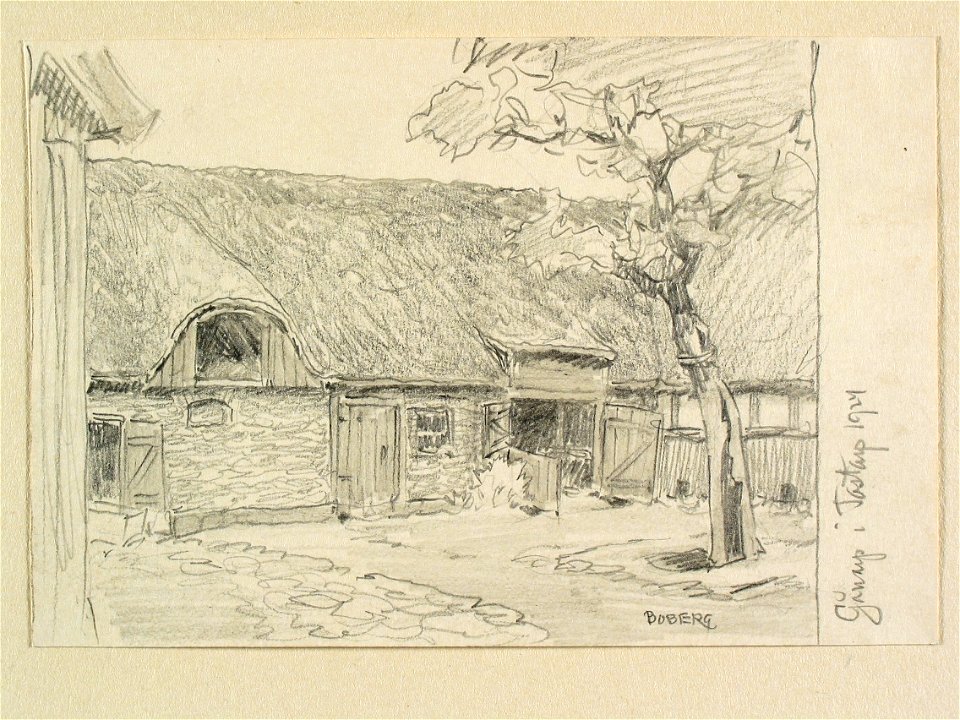 Skåne, Norra Åsbo hd., Tostarps sn., Gånarp. Teckning av Ferdinand Boberg - Nordiska museet - NMA.0088393