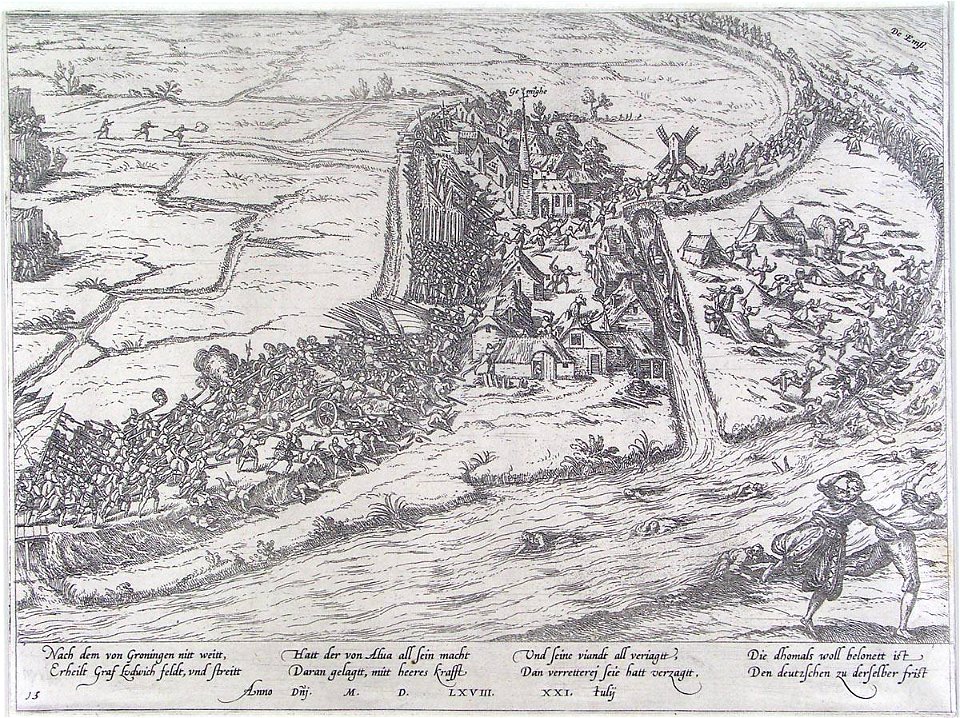 Slag bij Jemmingen - Schlacht von Jemgum - 21 Juli 1568 (Frans Hogenberg)