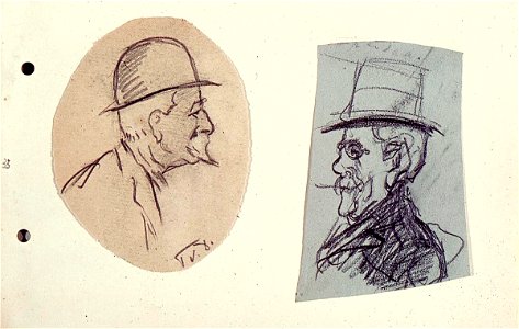 Sketchbook 40, Two Caricature Male Heads by Theo van Doesburg Joods Historisch Museum MB00798
