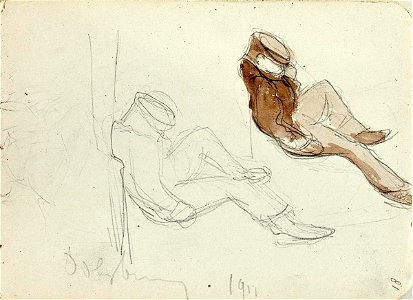 Sketchbook 6, A Man Sleeping Leaning against a Tree by Theo van Doesburg Centraal Museum AB4130-T