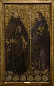 Skt. Ildefonso-Mesteren - Saints Paul and James the Great (St James of Compostela) - KMS3389 - Statens Museum for Kunst. Free illustration for personal and commercial use.