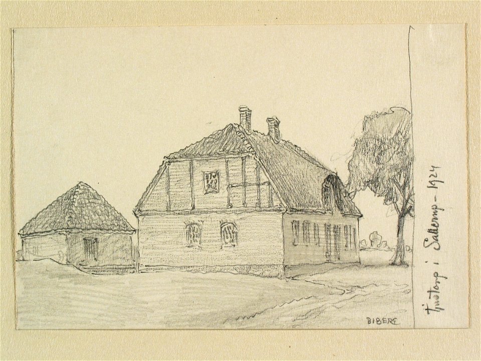 Skåne, Oxie hd., Sallerups sn., Tjustorp. Teckning av Ferdinand Boberg - Nordiska museet - NMA.0088385