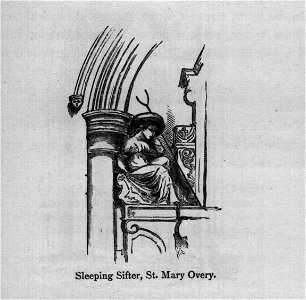 Sleeping Sifter, St. Mary Overy - Walks in London, Augustus Hare, 1878. Free illustration for personal and commercial use.