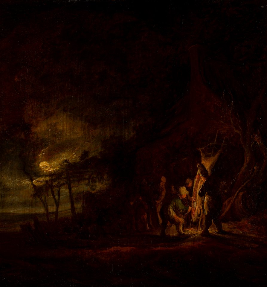 Slaughtered Pig in a Moonlit Landscape by Cornelis Symonsz. van der Schalcke Mauritshuis 800