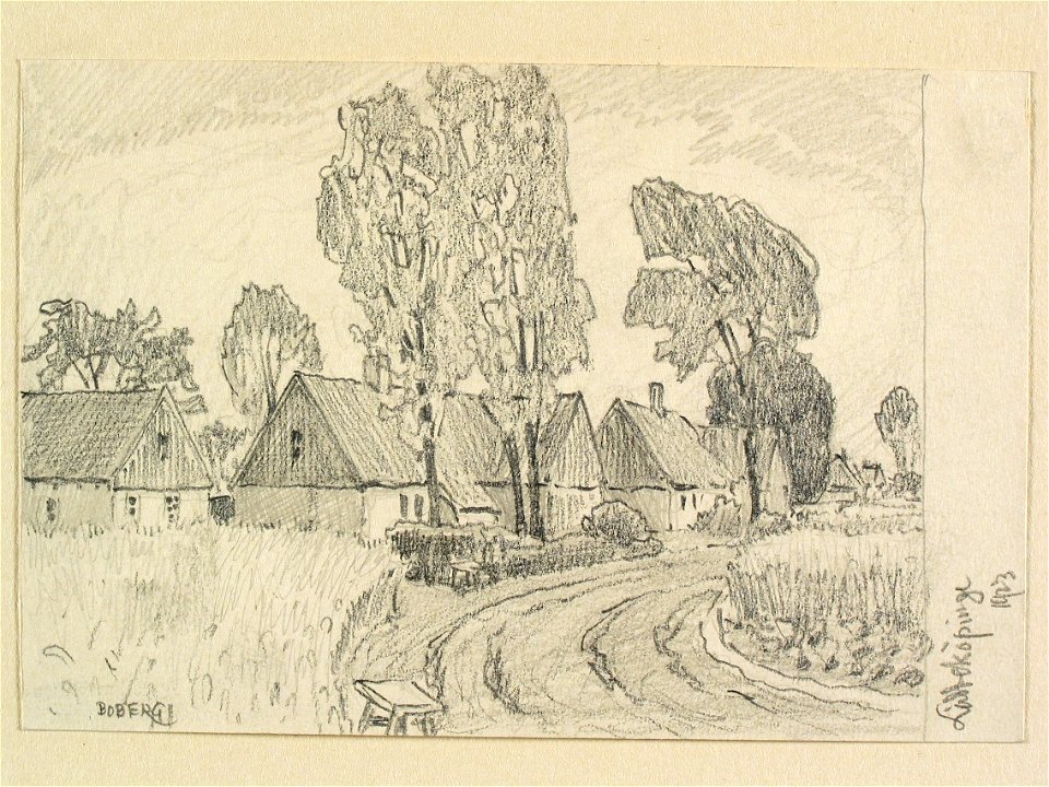 Skåne, Harjagers hd., Löddeköpinge. Teckning av Ferdinand Boberg - Nordiska museet - NMA.0088381