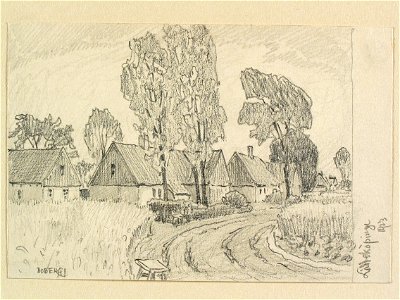Skåne, Harjagers hd., Löddeköpinge. Teckning av Ferdinand Boberg - Nordiska museet - NMA.0088381