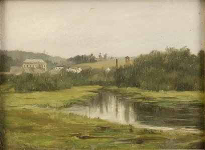 Rural Landscape with Village by Theodore Slafter