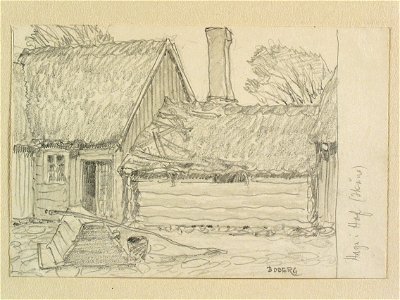 Skåne, Bjäre hd., Hov sn., Haga. Teckning av Ferdinand Boberg - Nordiska museet - NMA.0088369