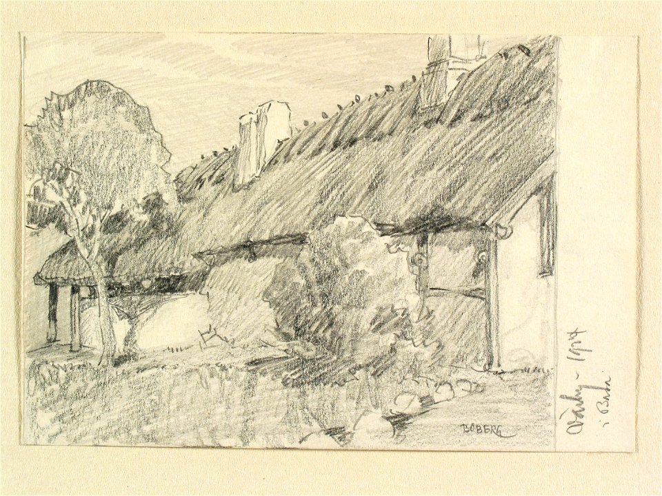 Skåne, Bara hd., Bara sn., Värby. Teckning av Ferdinand Boberg - Nordiska museet - NMA.0088358