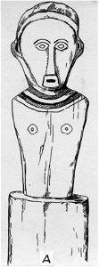 Skulptur på räcke till bytemplets ingångar. Lokal, Toro, Central-Celebes. Mellan-Celebes, Paloe - SMVK - 012037