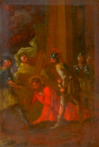 Slovenský maliar z 3. tretiny 18. storočia - Ježiš padá prvý raz pod krížom. Štúdia ku Krížovej ceste III. - O 4119 - Slovak National Gallery