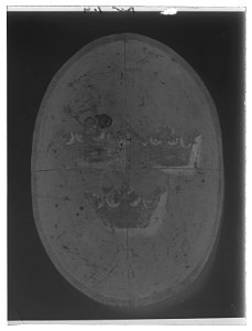 Sköld med tre kronor, använd vid något av de gustavianska riddarspelen mellan 1776-1800 - Livrustkammaren - 79471-negative
