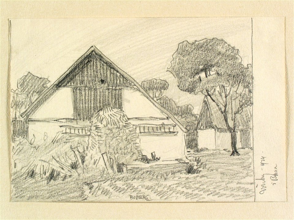 Skåne, Bara hd., Bara sn., Värby. Teckning av Ferdinand Boberg - Nordiska museet - NMA.0088355