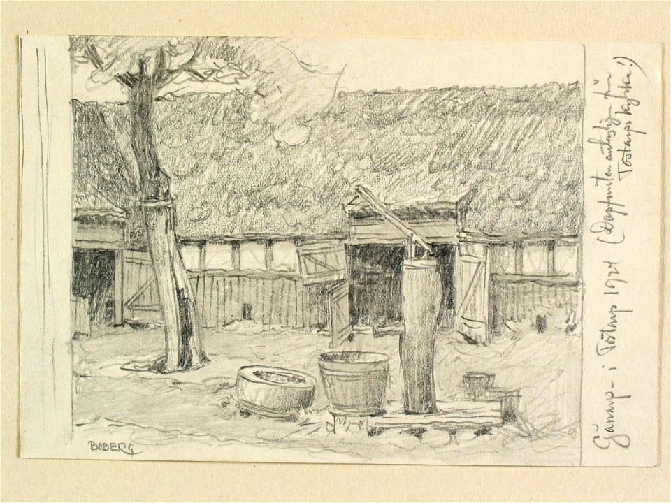 Skåne, Norra Åsbo hd., Tostarps sn., Gånarp. Gårdsplan med brunn - Nordiska museet - NMA.0088392