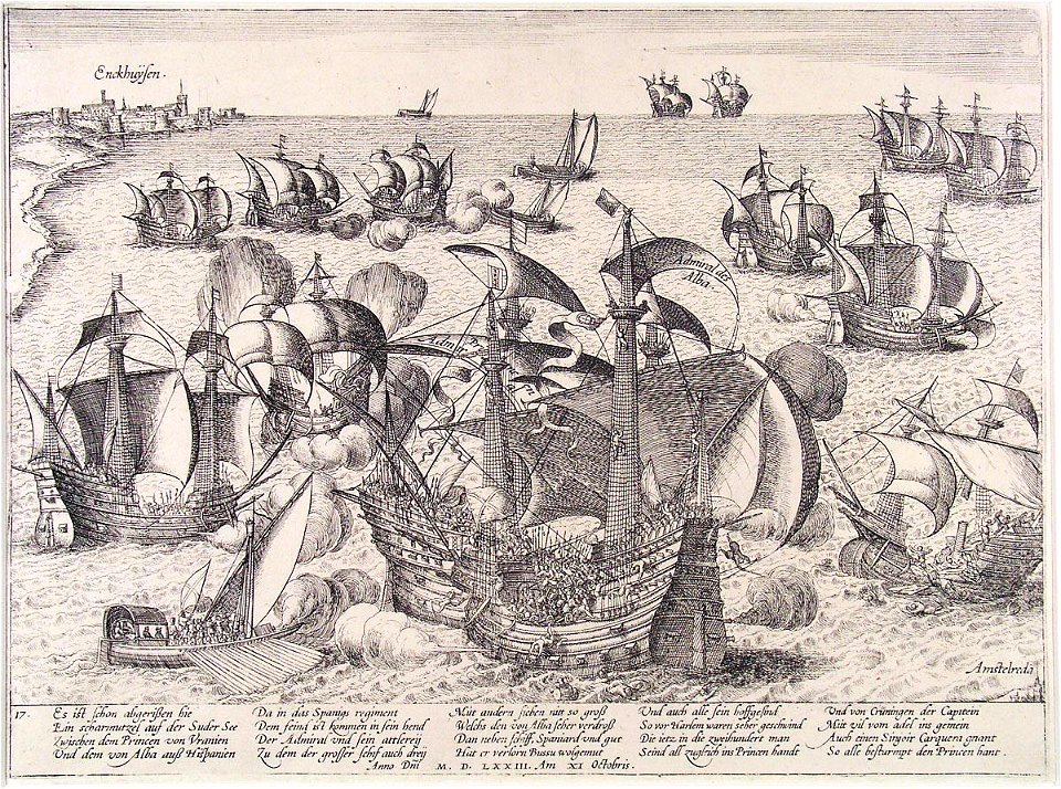 Slag op de Zuiderzee - Battle of the Zuiderzee in 1573 (Frans Hogenberg)