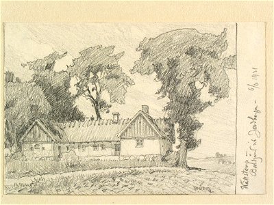 Skåne, Vemmenhögs hd., Källtorps sn. Bondgård vid Jordberga . Teckning av Ferdinand Boberg - Nordiska museet - NMA.0088378