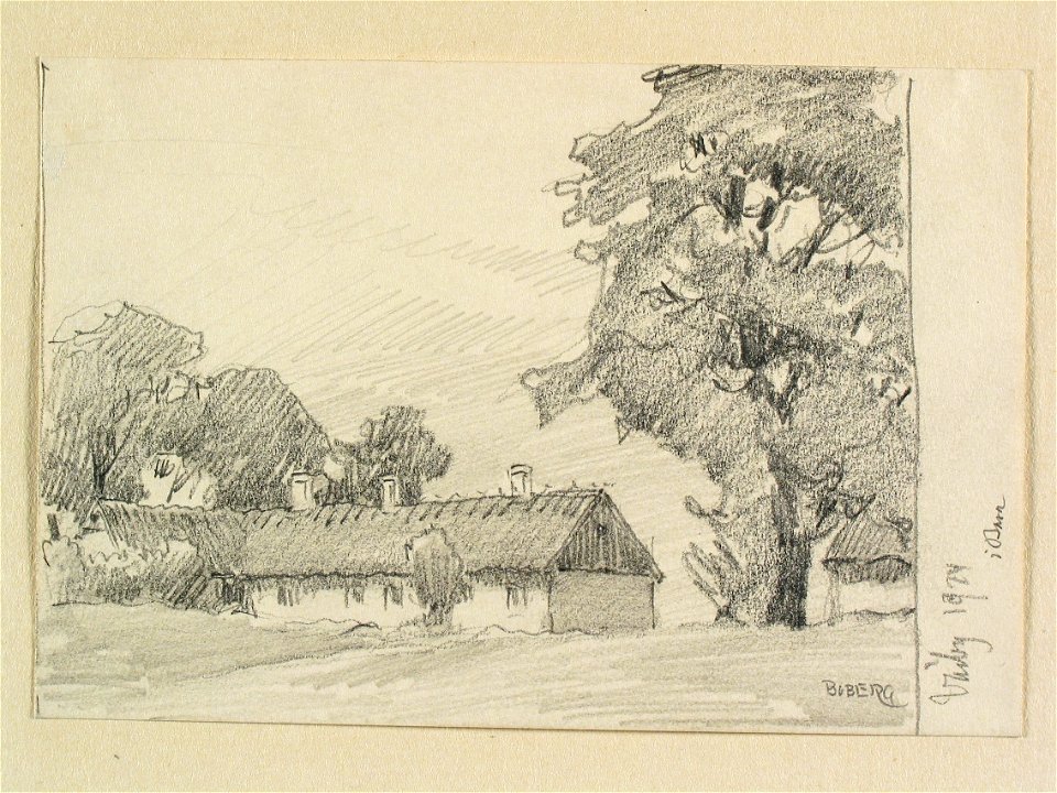 Skåne, Bara hd., Bara sn., Värby. Teckning av Ferdinand Boberg - Nordiska museet - NMA.0088356