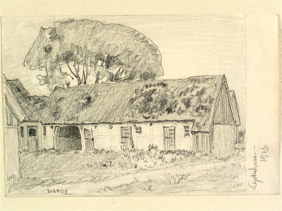 Skåne, Harjagers hd., Löddeköpinge sn., Lyckehusen. Teckning av Ferdinand Boberg - Nordiska museet - NMA.0088380