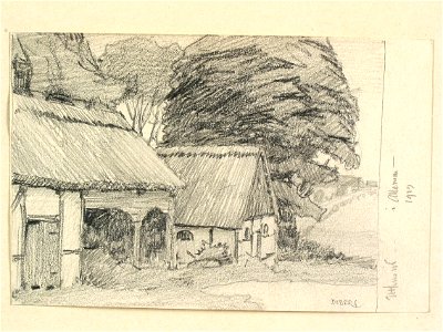 Skåne, Luggude hd. Uthus, Allerum. Teckning av Ferdinand Boberg - Nordiska museet - NMA.0088347
