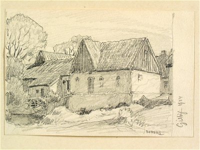 Skåne, Skytts hd., Gislöv. Teckning av Ferdinand Boberg - Nordiska museet - NMA.0088367