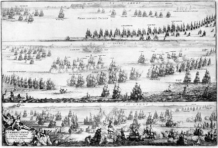 Slag bij Öland - Battle of Öland in 1676 (Romeyn de Hooghe). Free illustration for personal and commercial use.