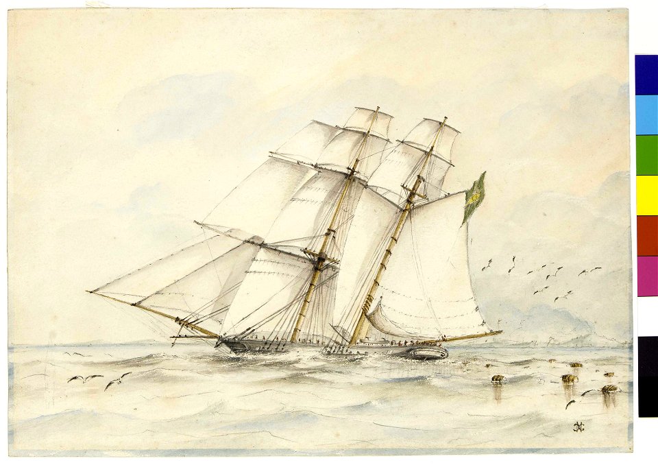 Slaver Esmeralda captured Nov. 1 1864 off Loango, West Coast of Africa, by HMS 'Rattler' and Taken to St. Helena to prize court by C.G. Nelson mishipman in command RMG F0756