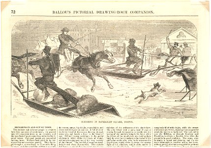 Sleighing in Haymarket Square, Boston (Boston Public Library)