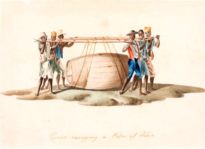 Slaves carryng a Pipe of Wine, da Coleção Brasiliana Iconográfica