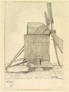 Skåne, Luggude hd. Väderkvarn, Välluv. Teckning av Ferdinand Boberg - Nordiska museet - NMA.0088396