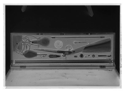 Slaglåsdubbelbössa i etui - Livrustkammaren - 26913-negative
