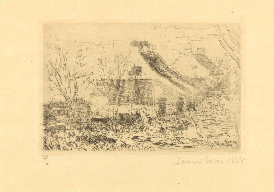 Small House at Mariakerke, print by James Ensor, 1888, Prints Department, Royal Library of Belgium, S. III 68833