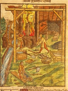 Smelting in Bergbau (1600). Free illustration for personal and commercial use.