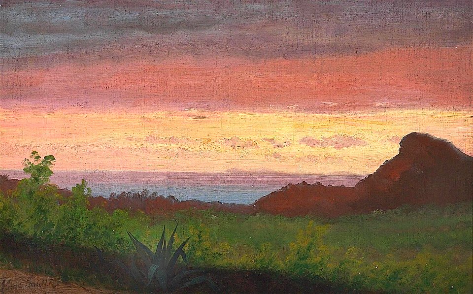 Hans Smidth - Aftenhimmel over sydlandsk landskab