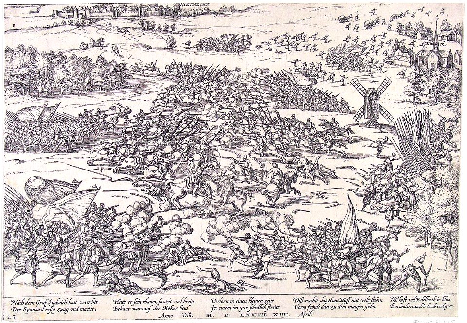 Slag bij Mokerheide - Battle of Mookerheyde in 1574 (Frans Hogenberg)