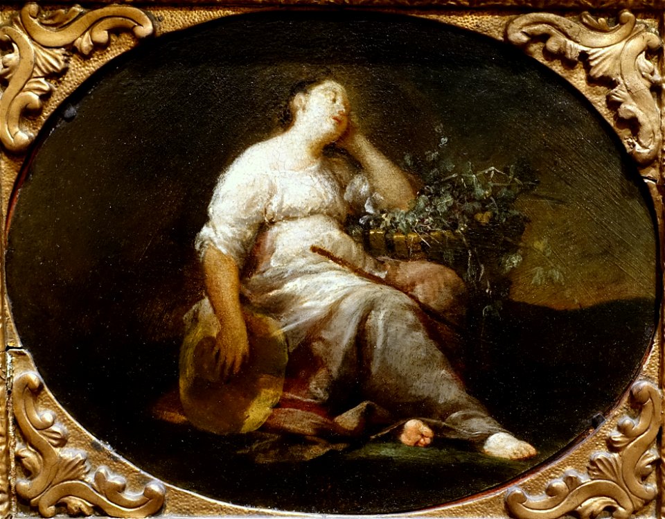 Sleeping Shepherdess (Fall), by Giuseppe Maria Crespi, 1698, oil on copper - Blanton Museum of Art - Austin, Texas - DSC08070