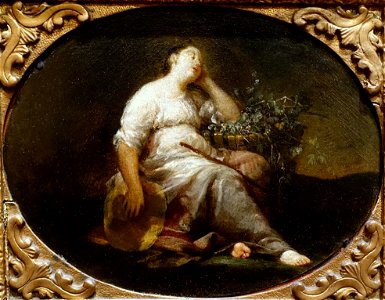Sleeping Shepherdess (Fall), by Giuseppe Maria Crespi, 1698, oil on copper - Blanton Museum of Art - Austin, Texas - DSC08070