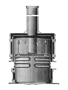 Small marine hair-pin tube boiler, section (Rankin Kennedy, Modern Engines, Vol V)