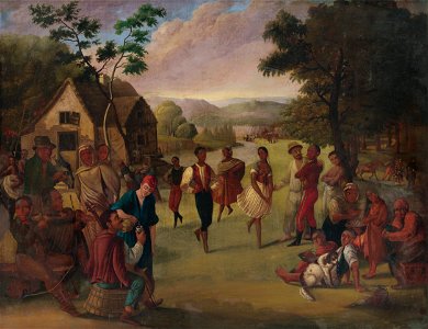 Slovenský maliar z polovice 19. storočia - Gypsies Merrymaking - O 3661 - Slovak National Gallery. Free illustration for personal and commercial use.