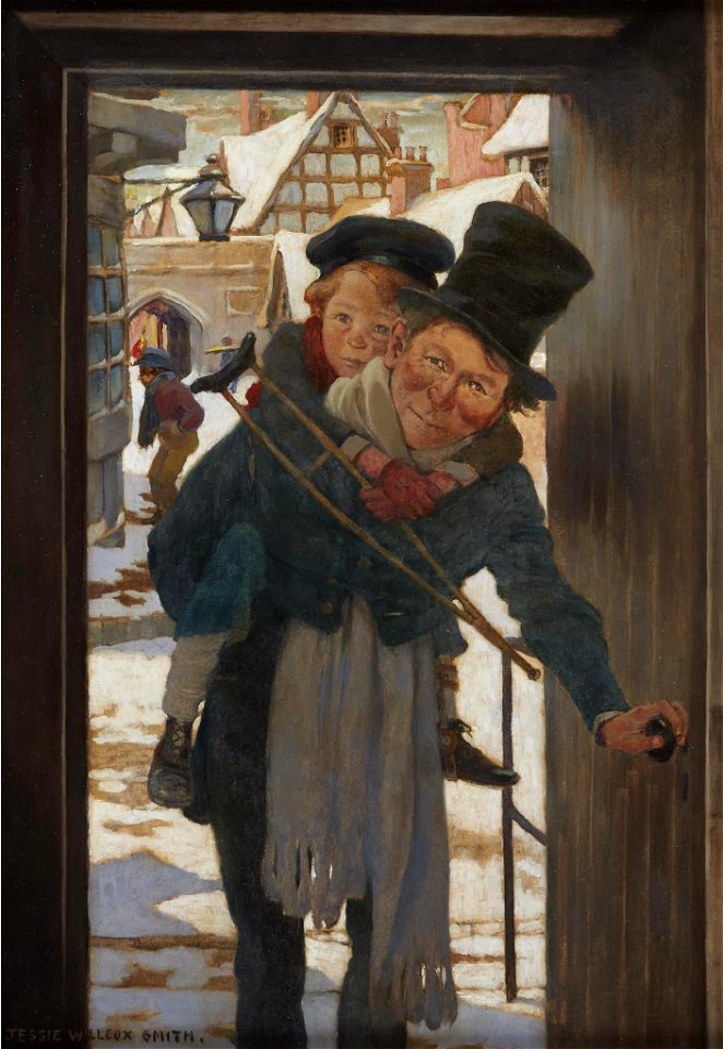 Bob Cratchit and Tiny Tim by Jessie Willcox Smith, oil on paper