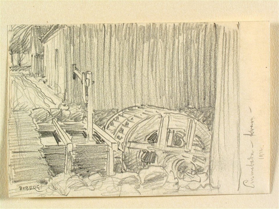 Småland, S. Möre hd., Vissefjärda sn. Kvarn i Emmaboda. Teckning av Ferdinand Boberg - Nordiska museet - NMA.0088437