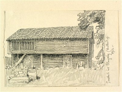 Småland, Östra hd., Vetlanda sn. Svalbod vid Flugeby. Teckning av Ferdinand Boberg - Nordiska museet - NMA.0088436