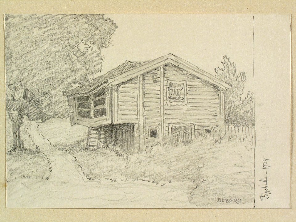 Småland, Tunaläns hd., Misterhults sn., Figeholm. Teckning av Ferdinand Boberg - Nordiska museet - NMA.0088425