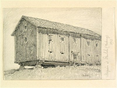 Småland, Tveta hd. Magasin, Stensholm (Hakarp). Teckning av Ferdinand Boberg - Nordiska museet - NMA.0088408