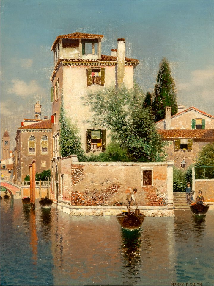 Venetian Canal Scene by Henry Pember Smith 